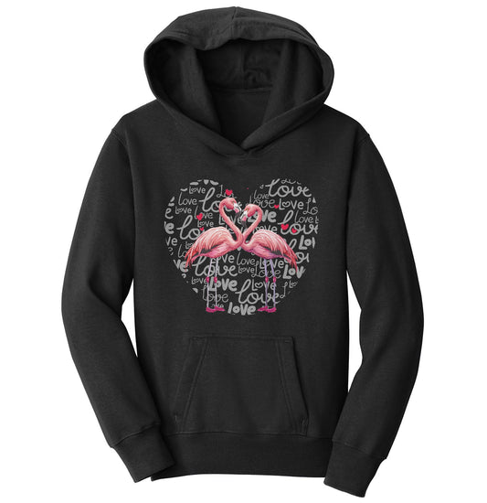 Flamingo Love Heart - Kids' Unisex Hoodie Sweatshirt
