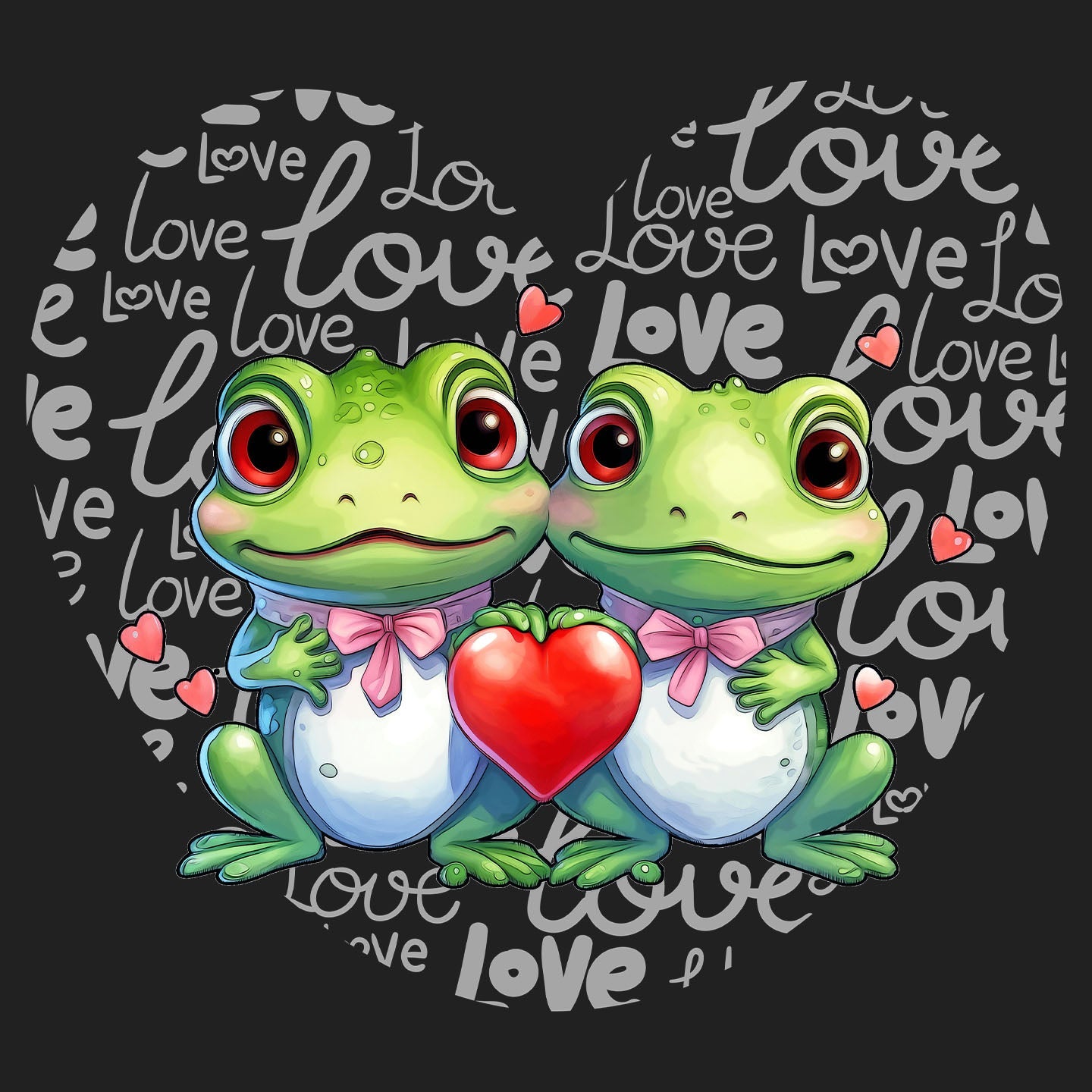 Frog Love Heart - Women's V-Neck T-Shirt