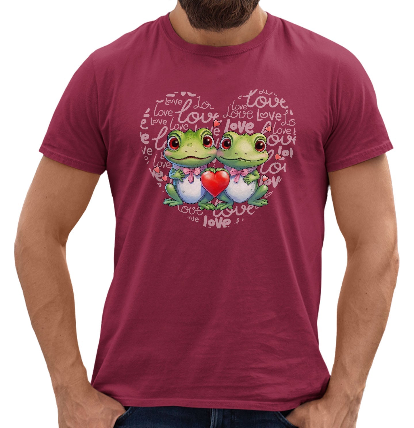 Frog Love Heart - Adult Unisex T-Shirt