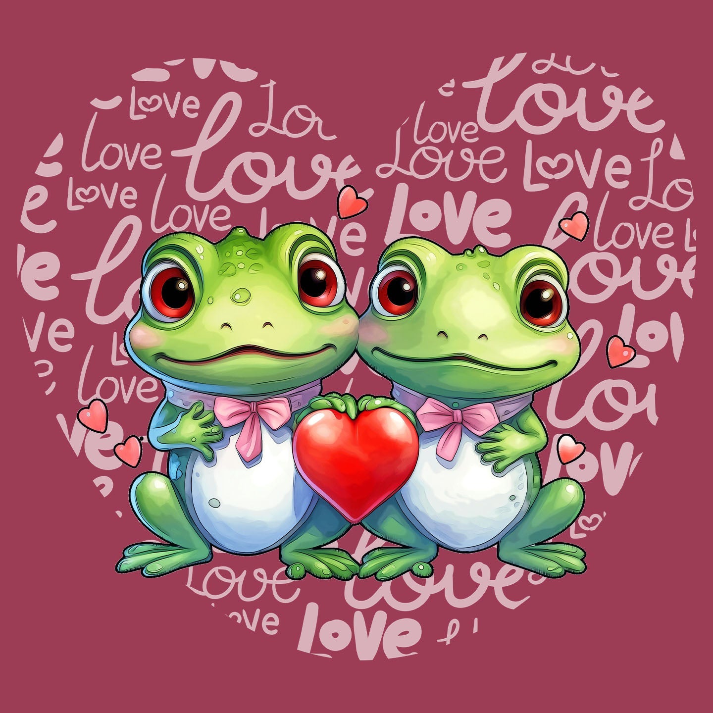 Frog Love Heart - Adult Unisex T-Shirt