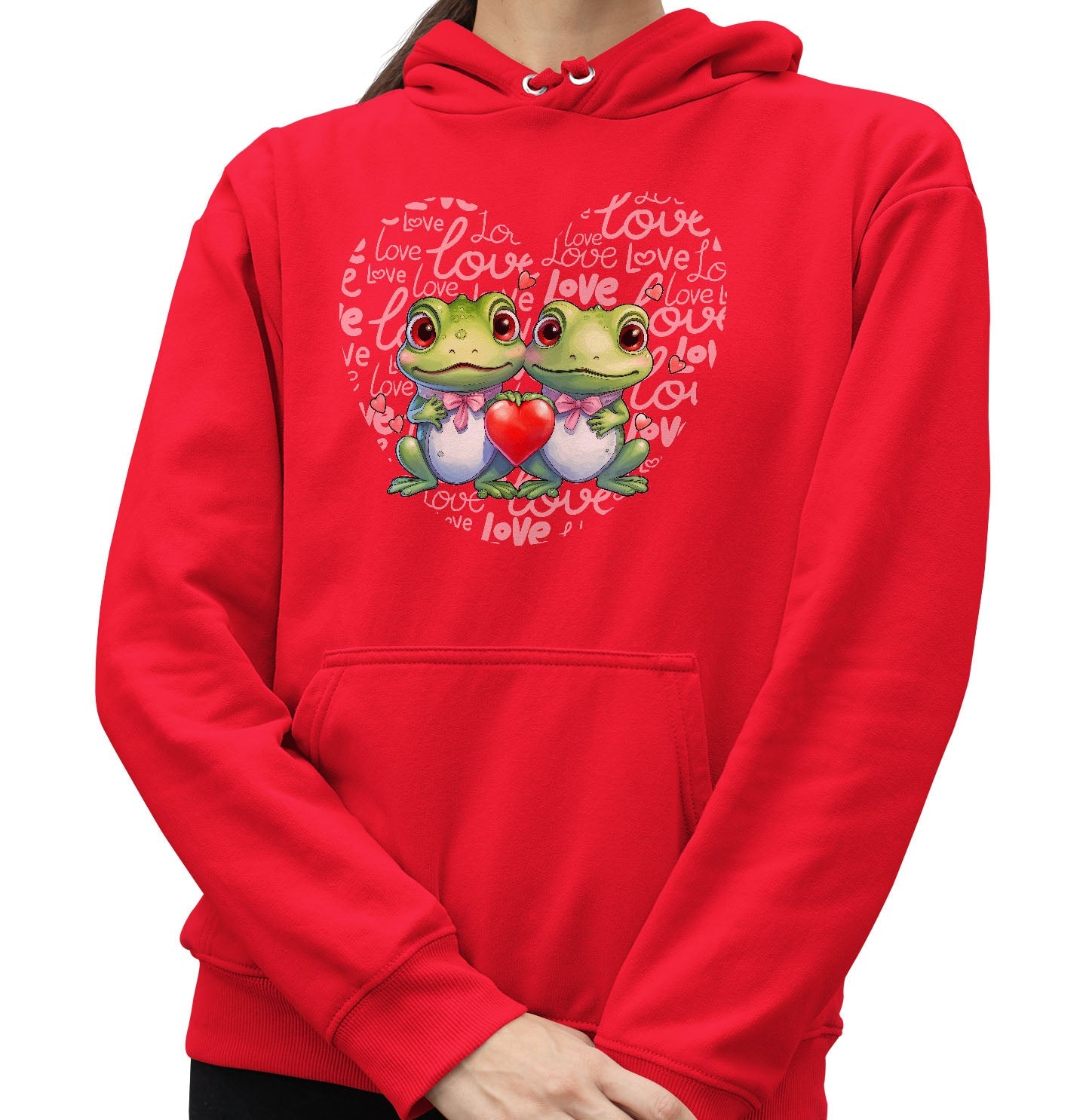 Frog Love Heart - Adult Unisex Hoodie Sweatshirt