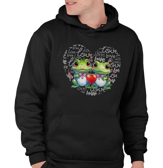 Frog Love Heart - Adult Unisex Hoodie Sweatshirt