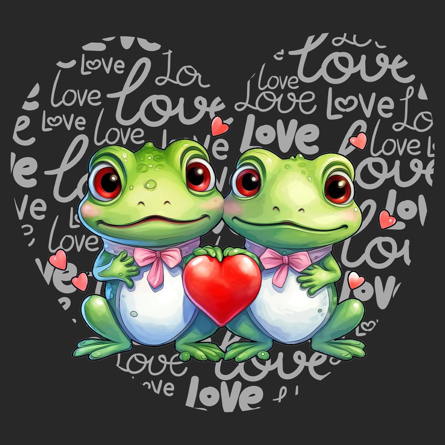 Frog Love Heart - Adult Unisex Hoodie Sweatshirt
