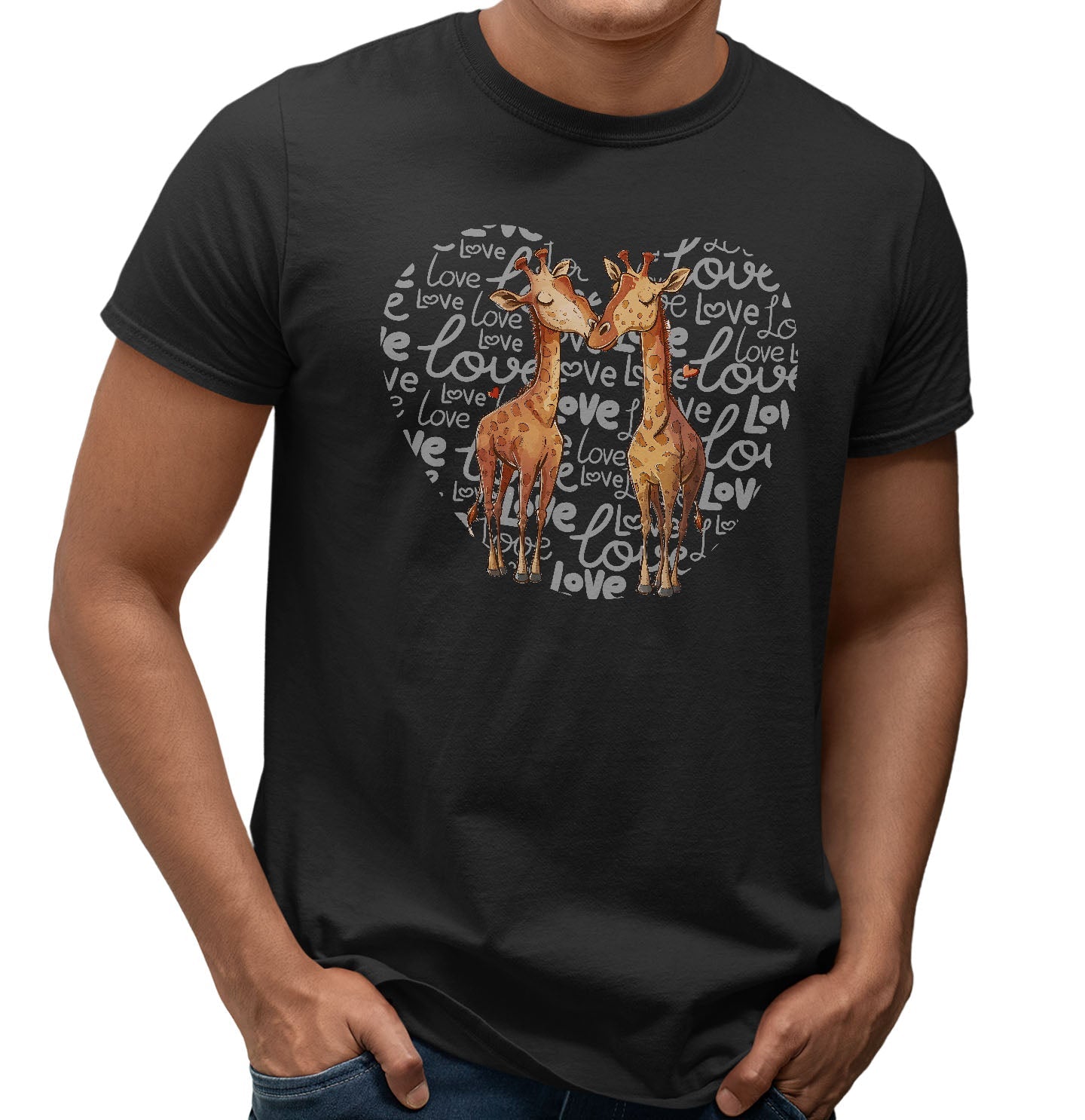 Giraffe Love Heart - Adult Unisex T-Shirt