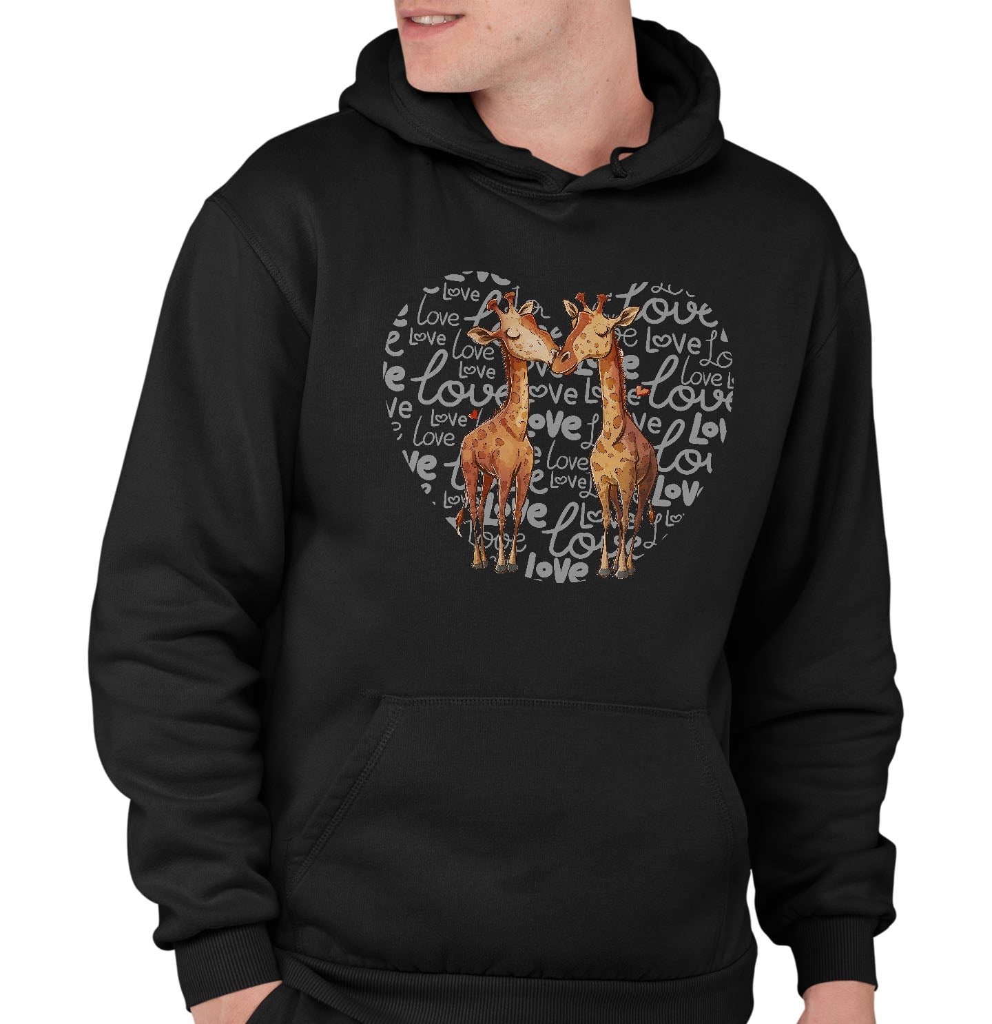 Giraffe Love Heart - Adult Unisex Hoodie Sweatshirt
