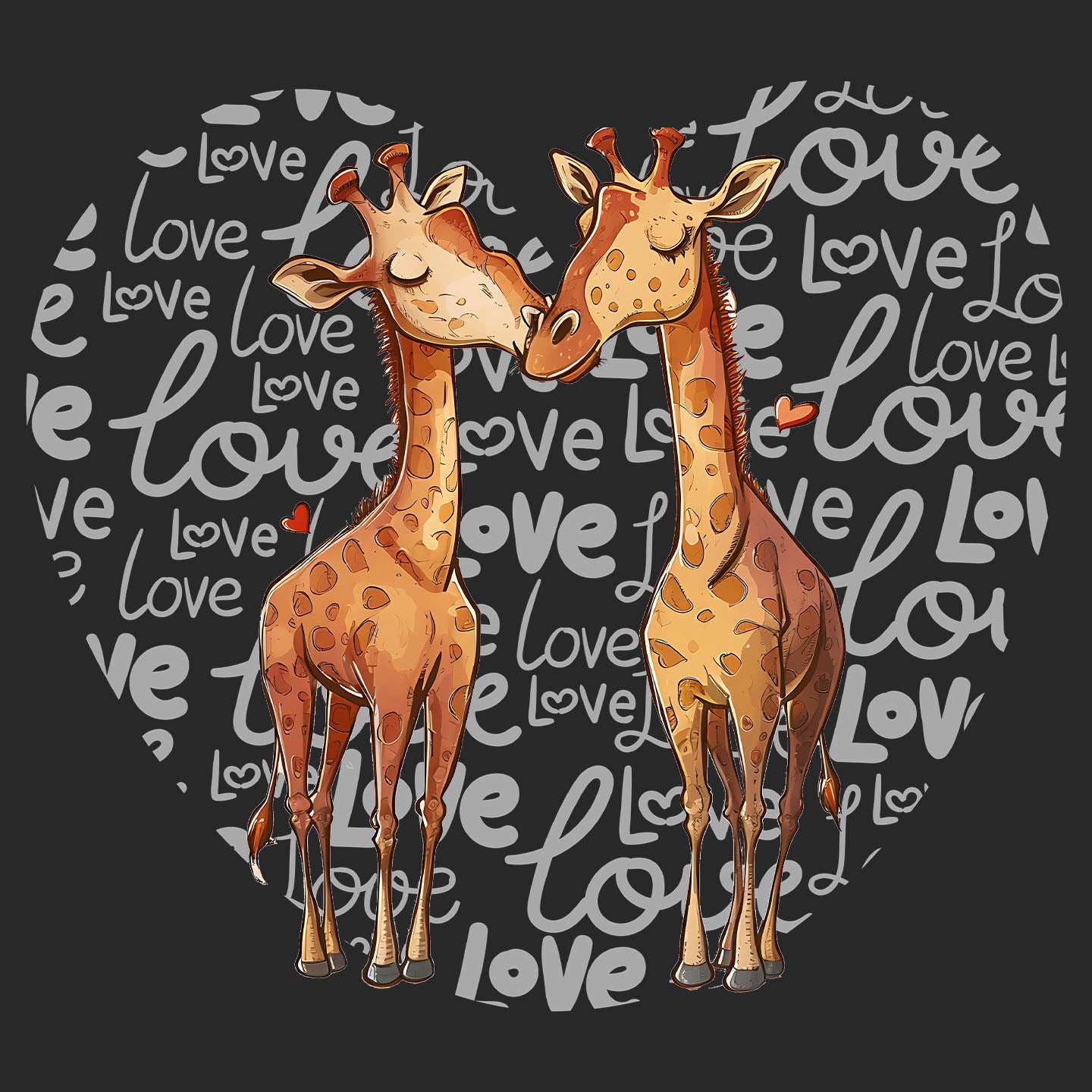 Giraffe Love Heart - Adult Unisex Hoodie Sweatshirt