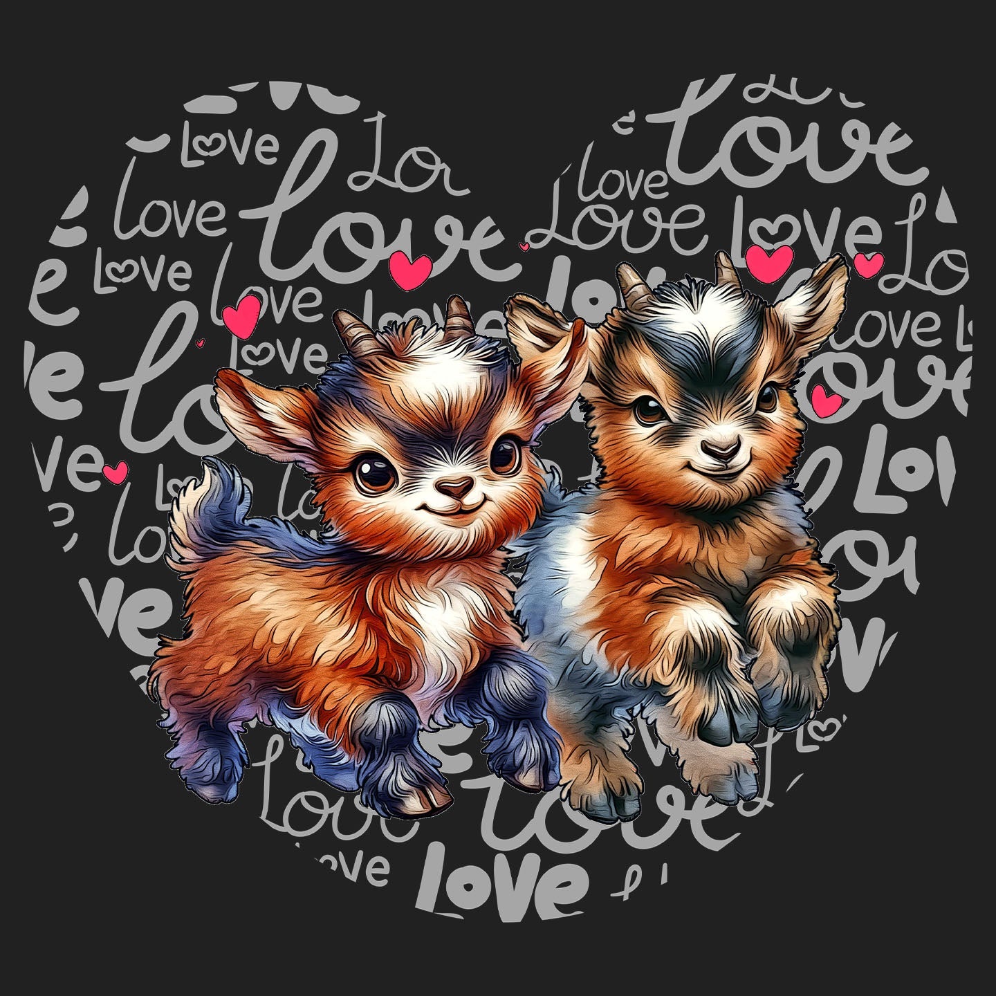 Goat Love Heart - Women's V-Neck T-Shirt
