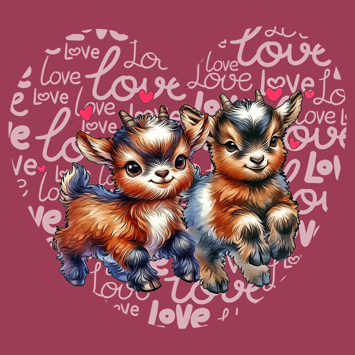 Goat Love Heart - Adult Unisex T-Shirt