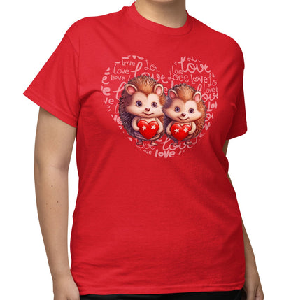 Hedgehog Love Heart - Adult Unisex T-Shirt