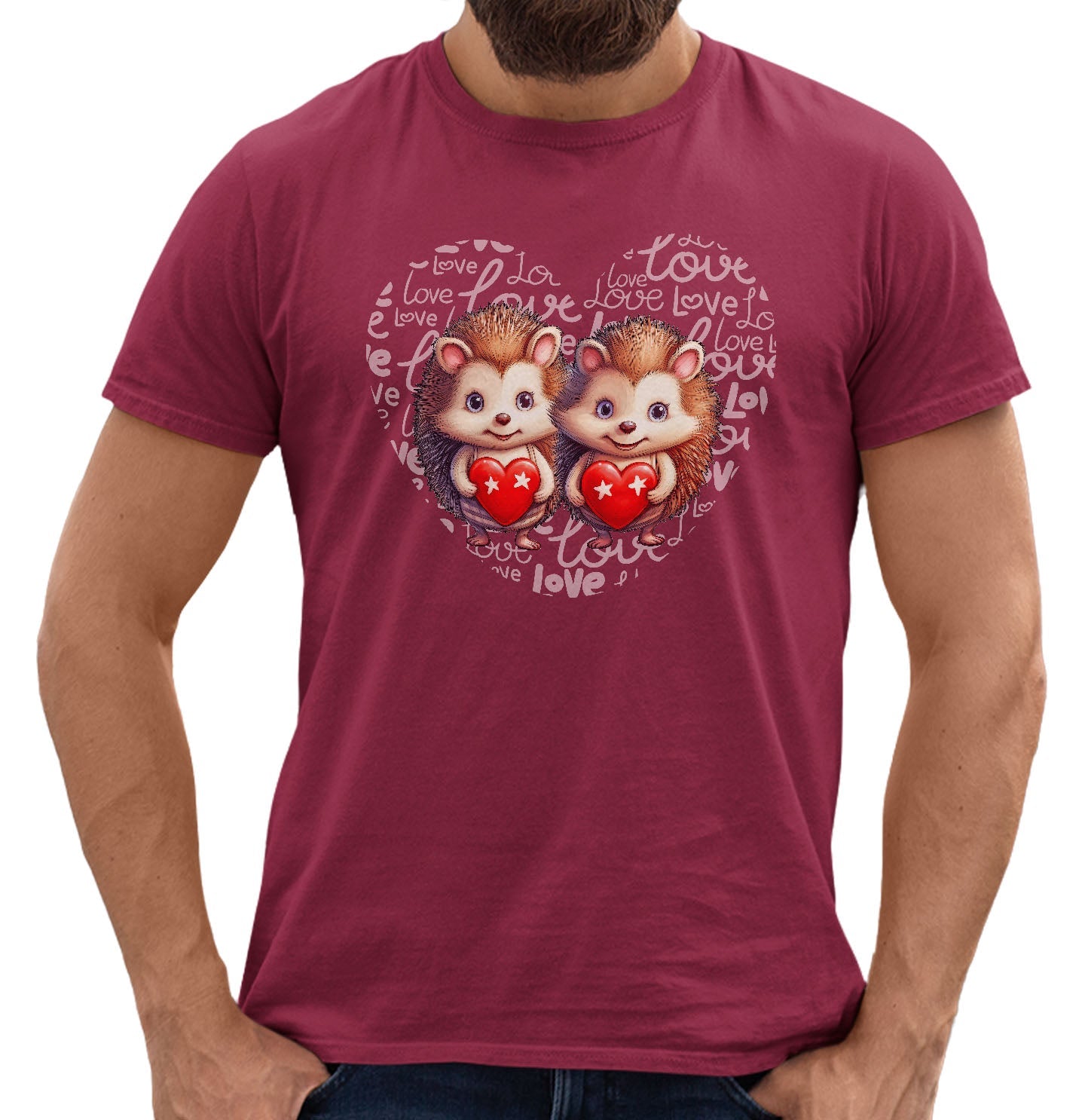 Hedgehog Love Heart - Adult Unisex T-Shirt