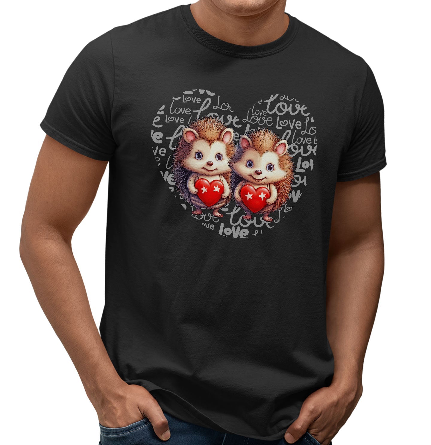 Hedgehog Love Heart - Adult Unisex T-Shirt