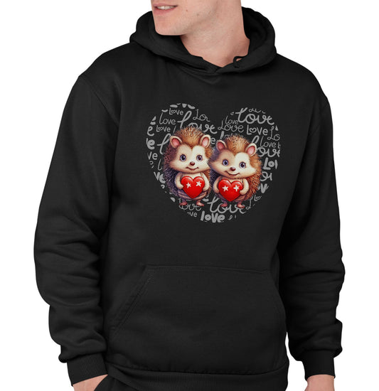 Hedgehog Love Heart - Adult Unisex Hoodie Sweatshirt