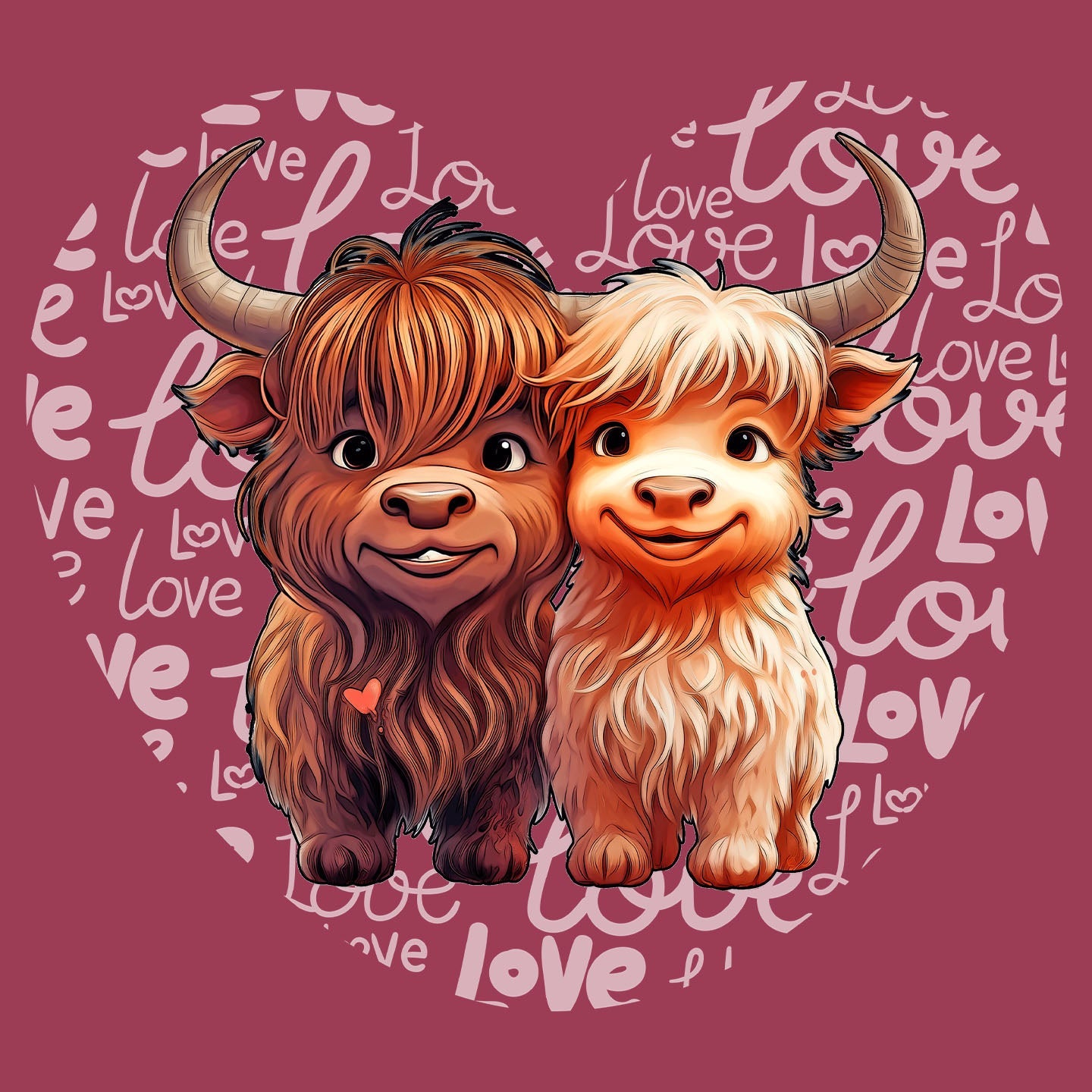 Highland Cow Love Heart - Adult Unisex T-Shirt
