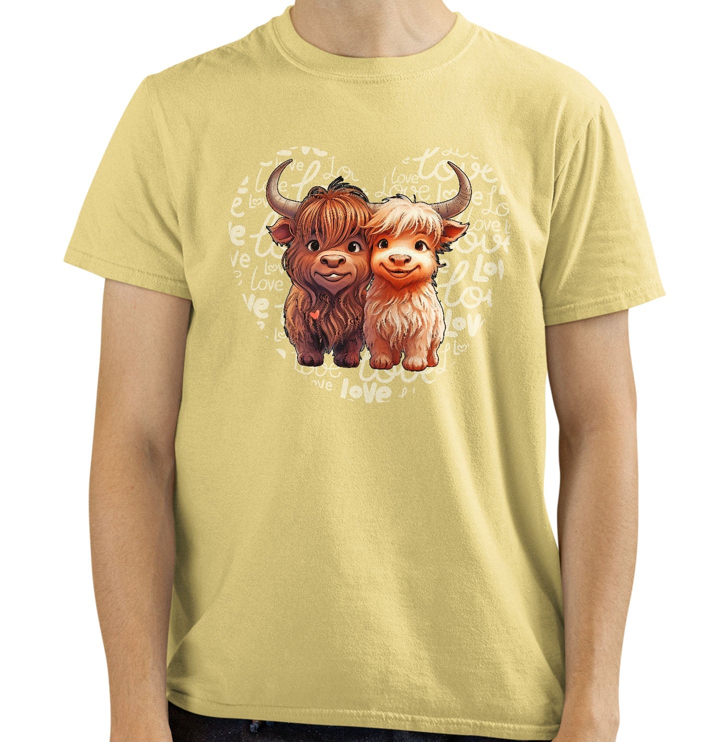 Highland Cow Love Heart - Adult Unisex T-Shirt