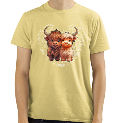 Highland Cow Love Heart - Adult Unisex T-Shirt