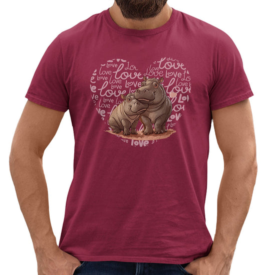 Hippopotamus Love Heart - Adult Unisex T-Shirt