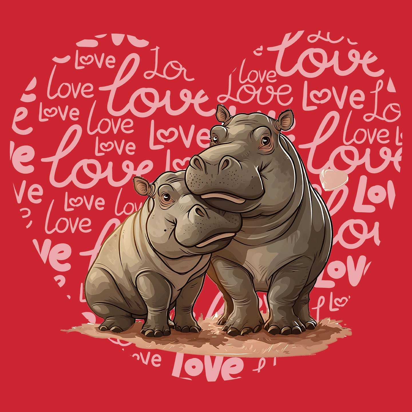 Hippopotamus Love Heart - Kids' Unisex T-Shirt