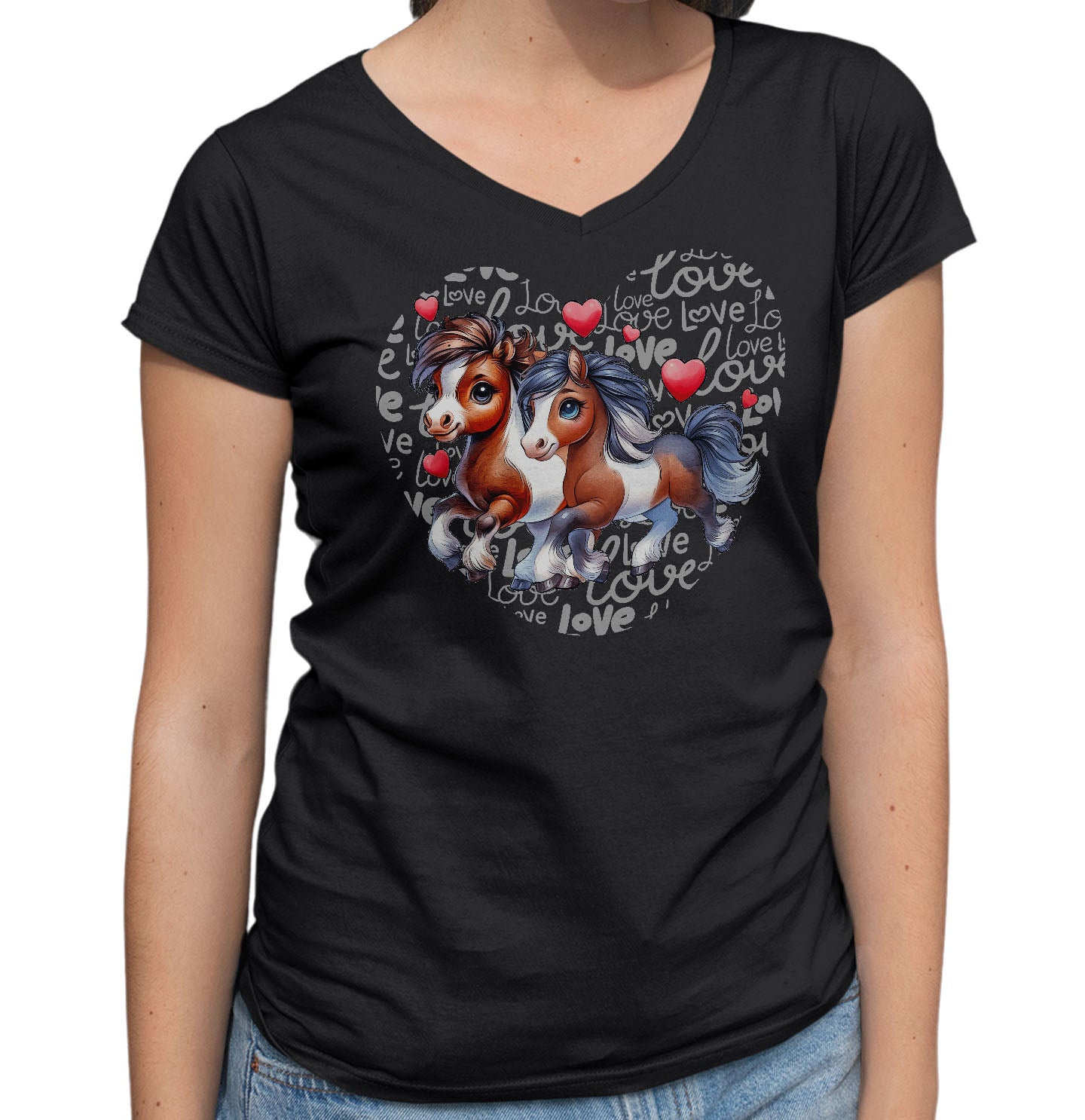 Horse Love Heart - Women's V-Neck T-Shirt