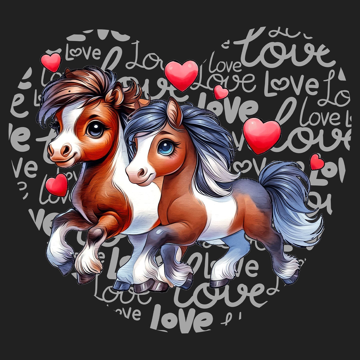 Horse Love Heart - Women's V-Neck T-Shirt