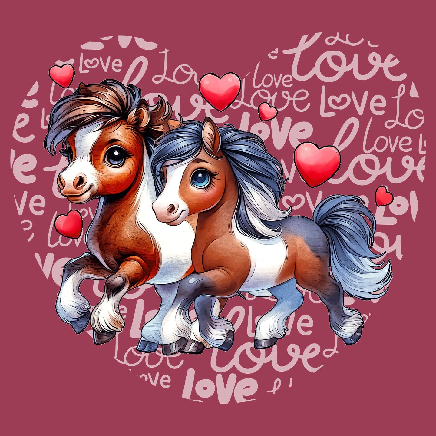 Horse Love Heart - Adult Unisex T-Shirt