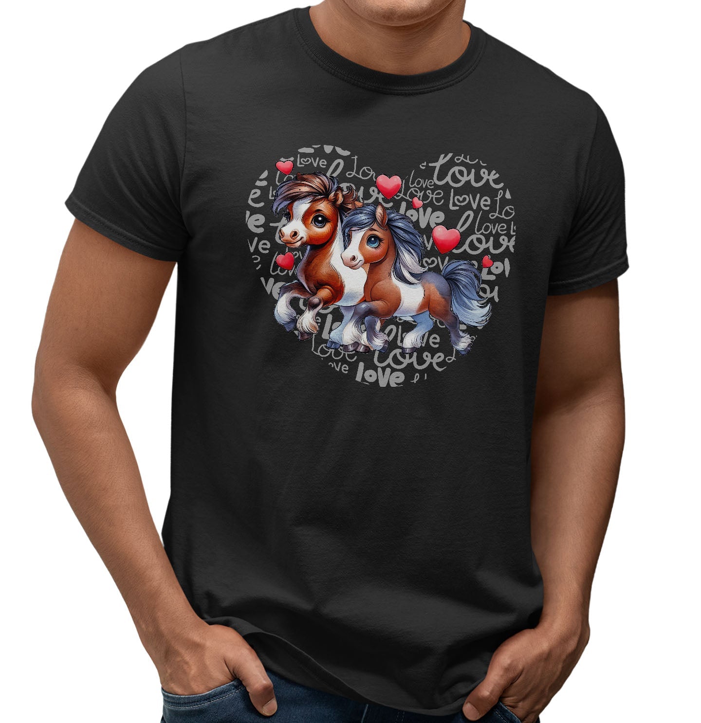 Horse Love Heart - Adult Unisex T-Shirt