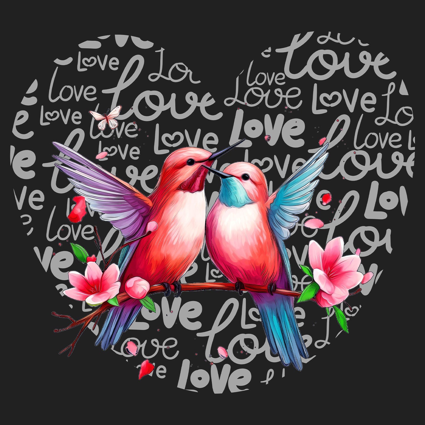 Hummingbird Love Heart - Women's V-Neck T-Shirt
