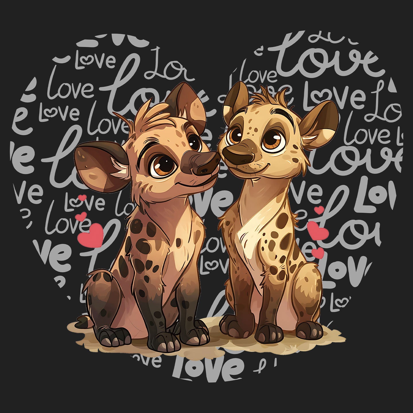 Hyena Love Heart - Women's V-Neck T-Shirt