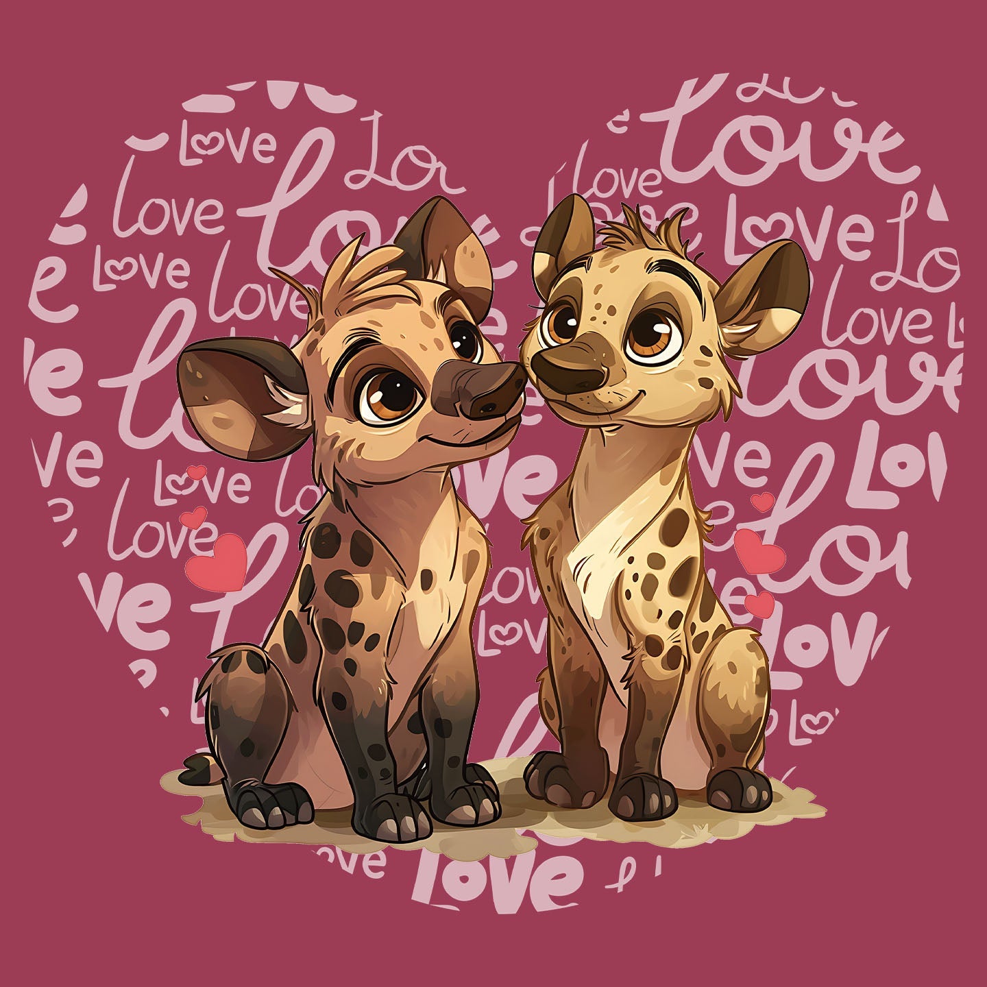 Hyena Love Heart - Adult Unisex T-Shirt