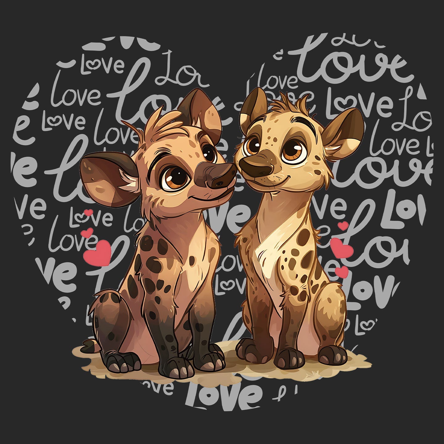 Hyena Love Heart - Adult Unisex Hoodie Sweatshirt