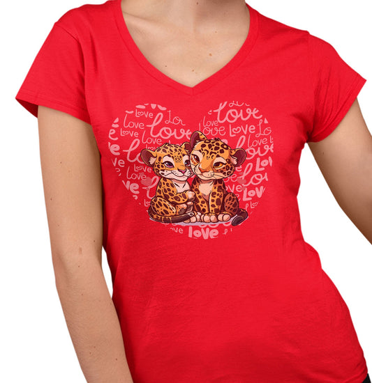 Jaguar Love Heart - Women's V-Neck T-Shirt