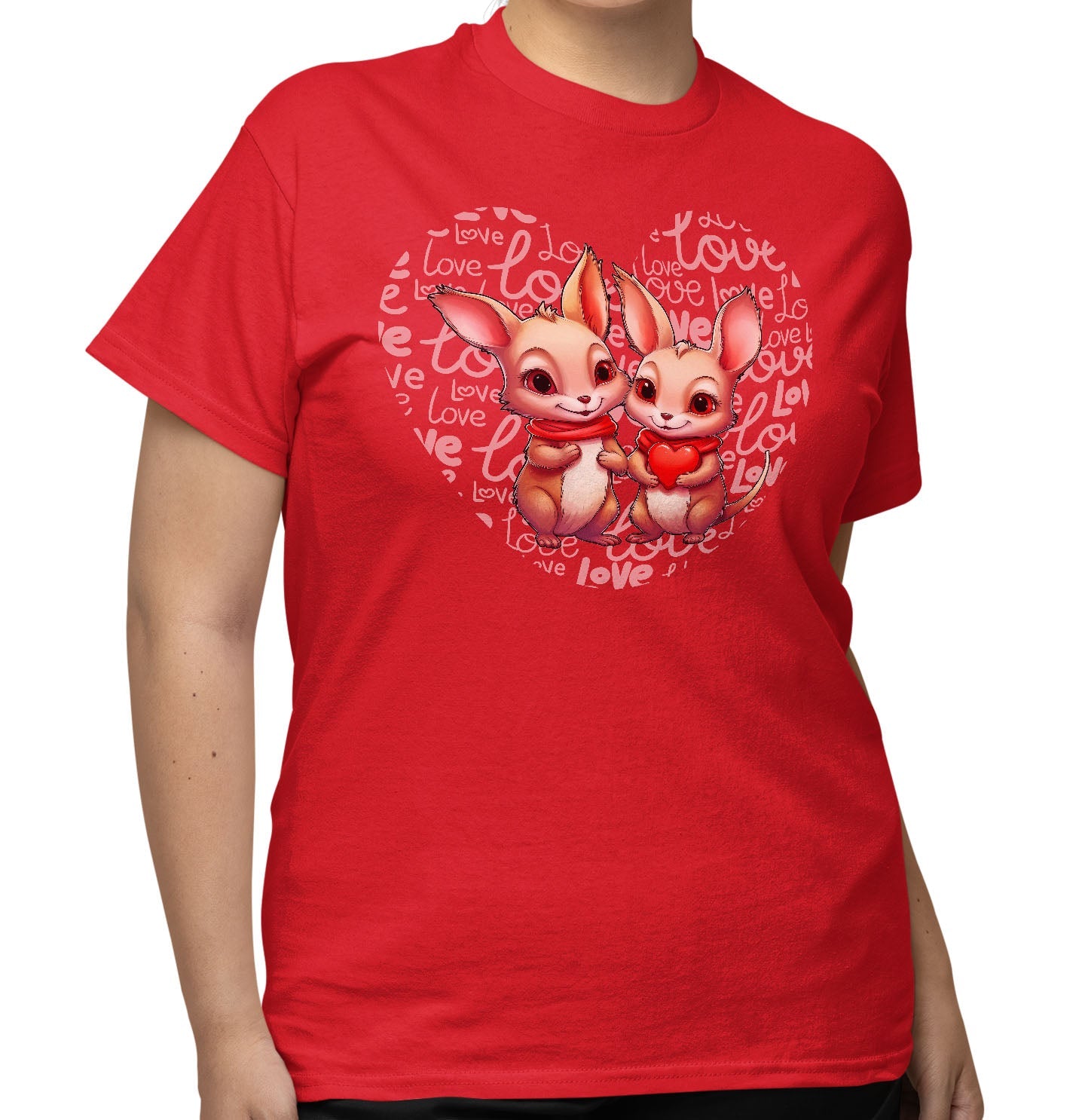 Kangaroo Love Heart - Adult Unisex T-Shirt