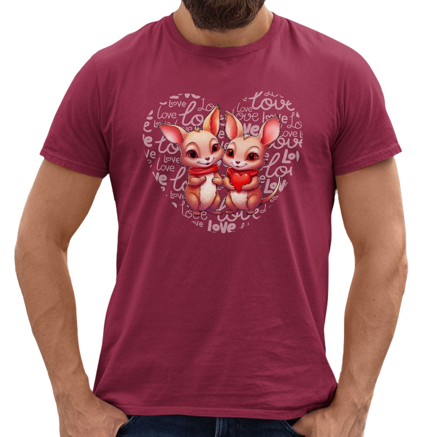 Kangaroo Love Heart - Adult Unisex T-Shirt