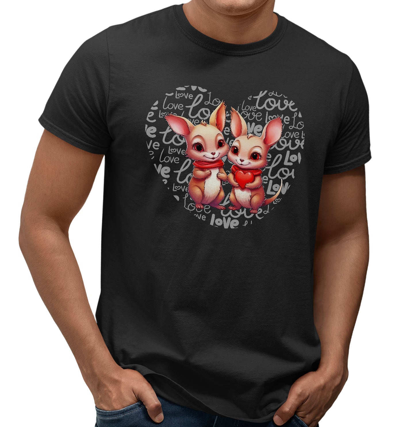 Kangaroo Love Heart - Adult Unisex T-Shirt