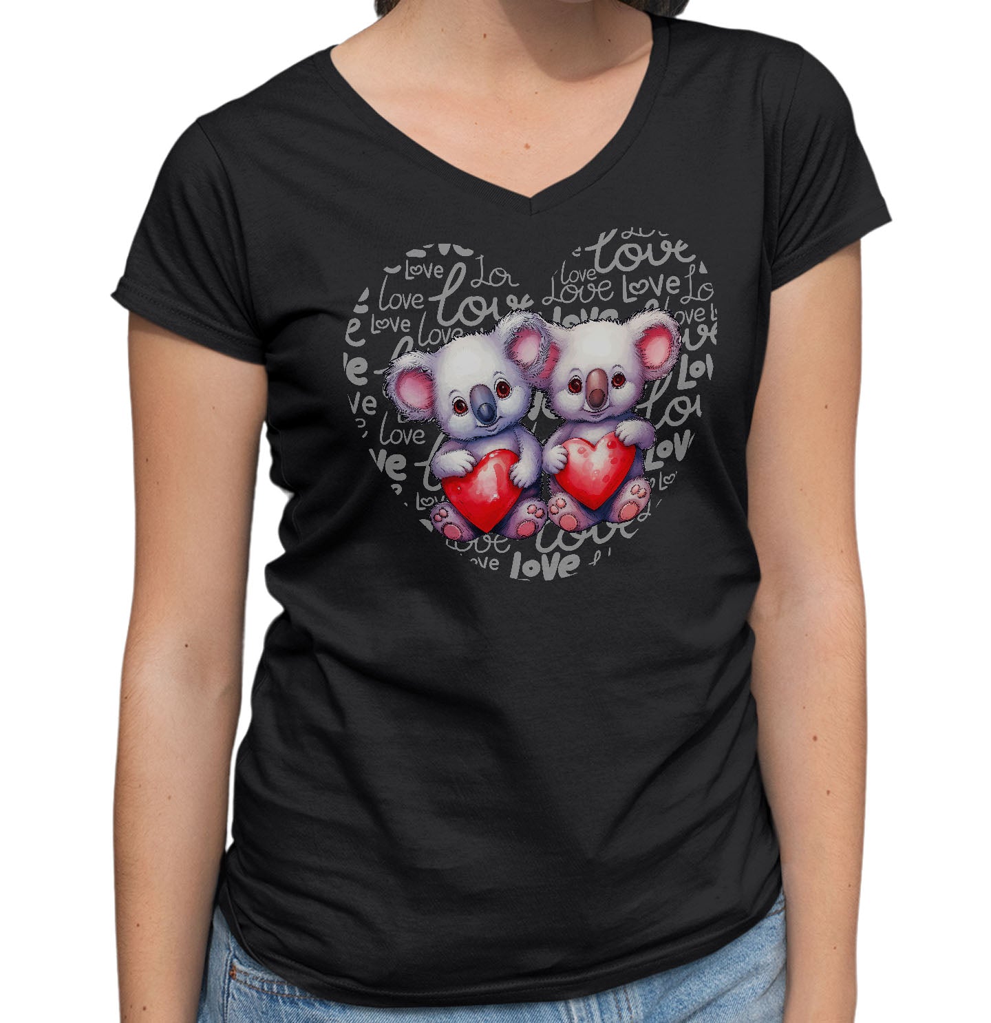 Koala Love Heart - Women's V-Neck T-Shirt