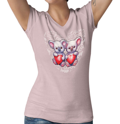 Koala Love Heart - Women's V-Neck T-Shirt