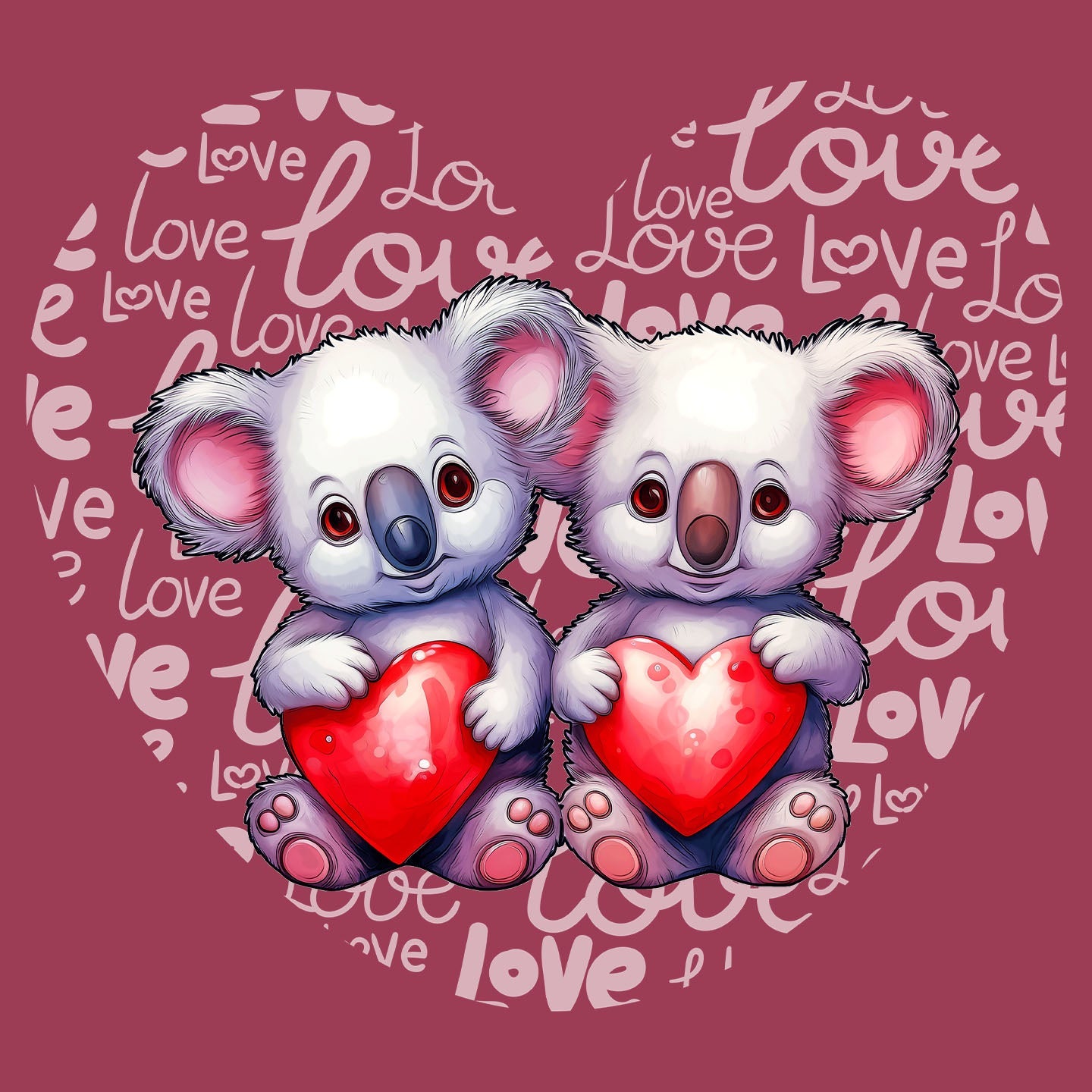 Koala Love Heart - Adult Unisex T-Shirt