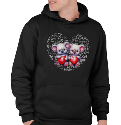 Koala Love Heart - Adult Unisex Hoodie Sweatshirt