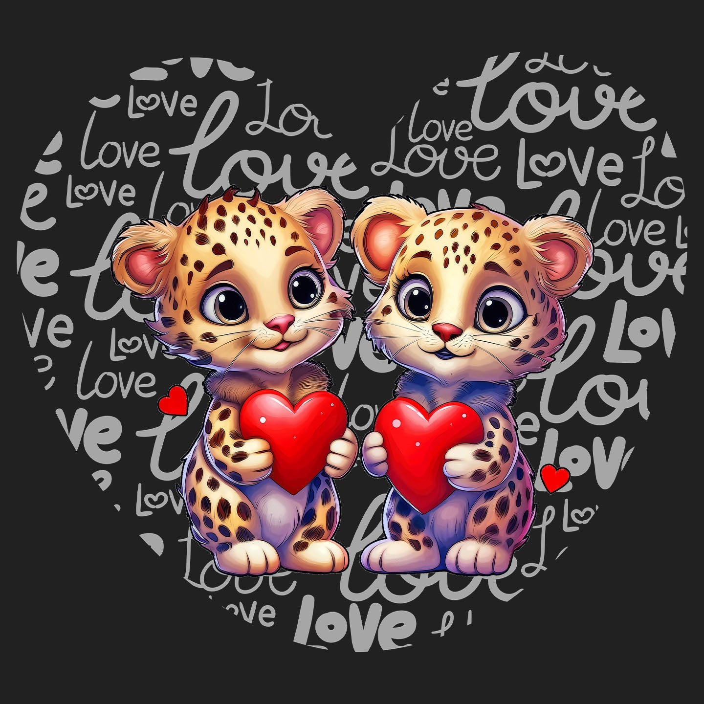 Leopard Love Heart - Women's V-Neck T-Shirt