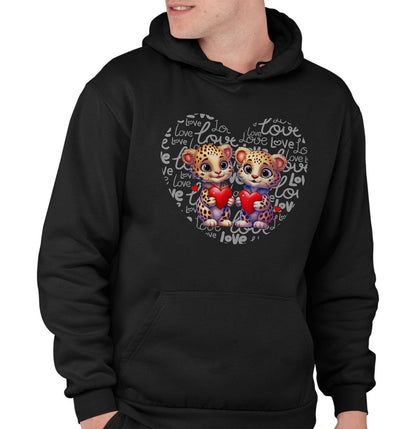 Leopard Love Heart - Adult Unisex Hoodie Sweatshirt
