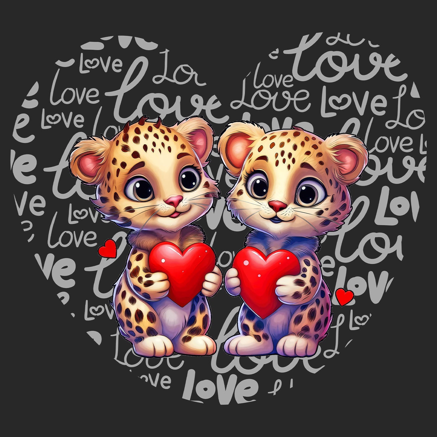 Leopard Love Heart - Adult Unisex Hoodie Sweatshirt