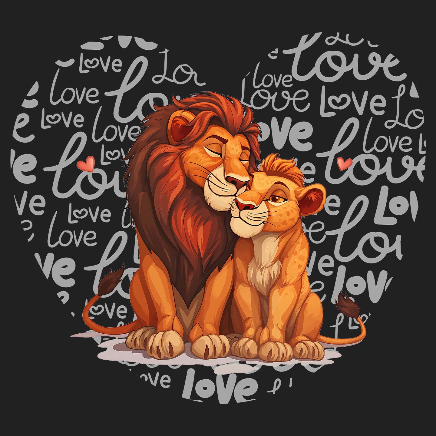 Lion Love Heart - Women's V-Neck T-Shirt