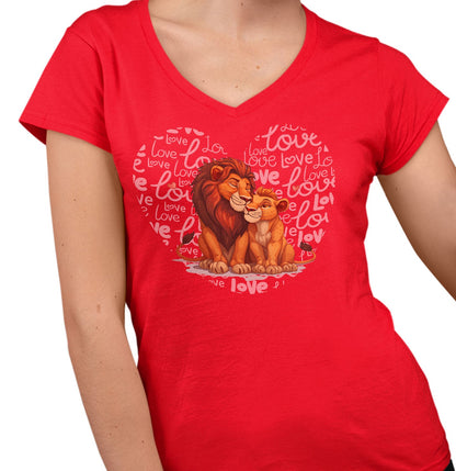 Lion Love Heart - Women's V-Neck T-Shirt