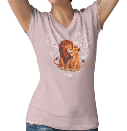 Lion Love Heart - Women's V-Neck T-Shirt