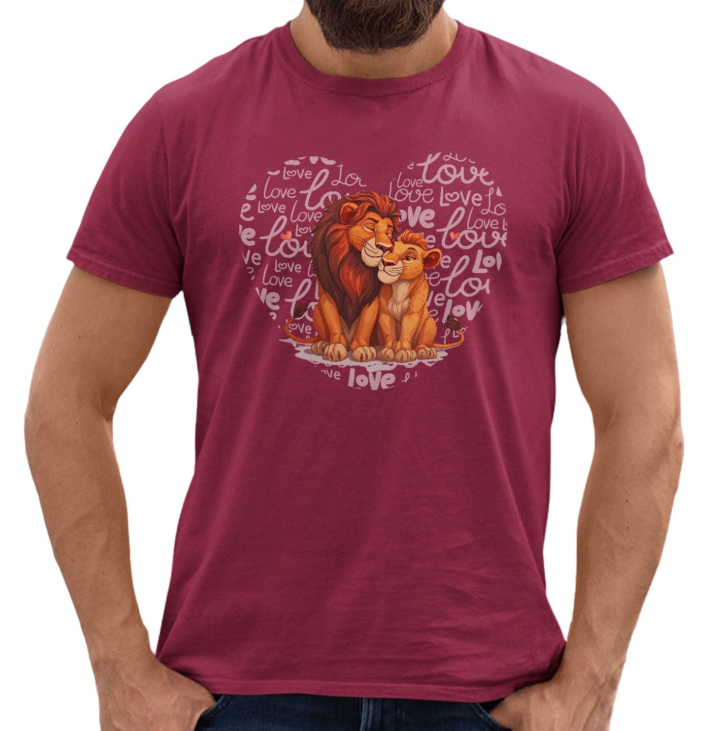 Lion Love Heart - Adult Unisex T-Shirt