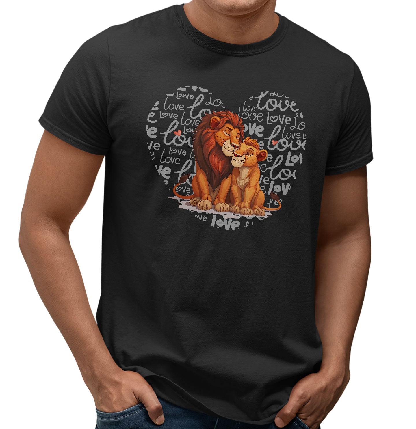 Lion Love Heart - Adult Unisex T-Shirt