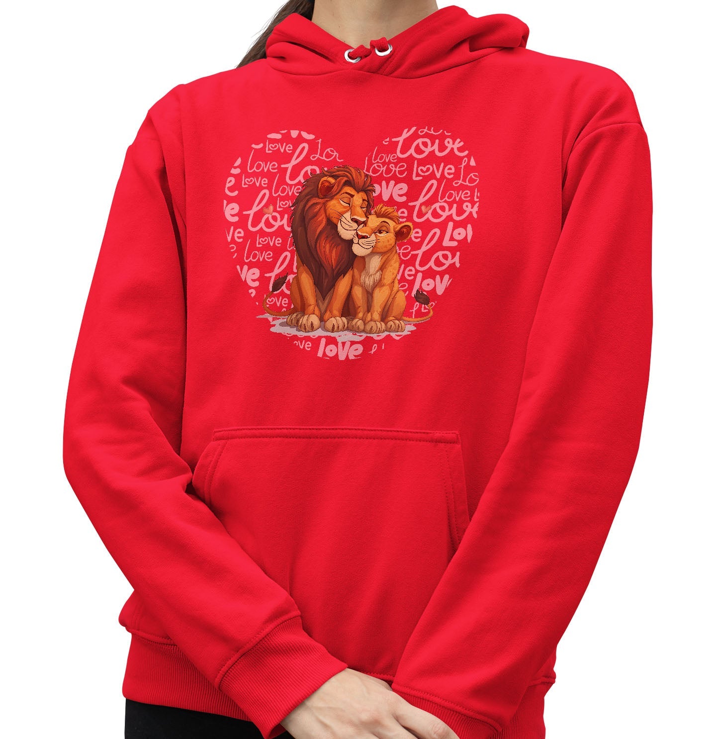 Lion Love Heart - Adult Unisex Hoodie Sweatshirt