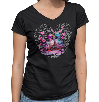Mallard Love Heart - Women's V-Neck T-Shirt