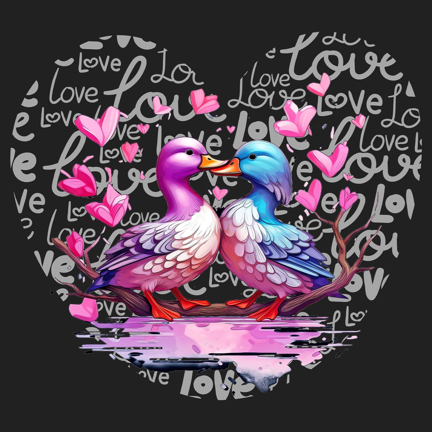 Mallard Love Heart - Women's V-Neck T-Shirt