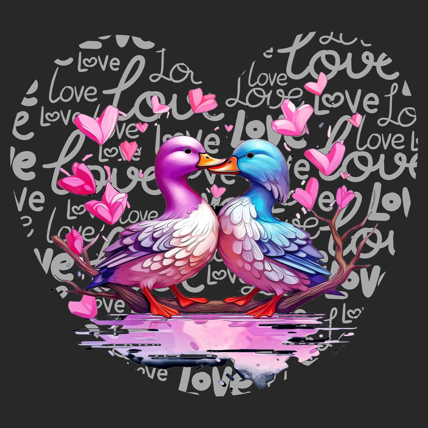 Mallard Love Heart - Adult Unisex Hoodie Sweatshirt