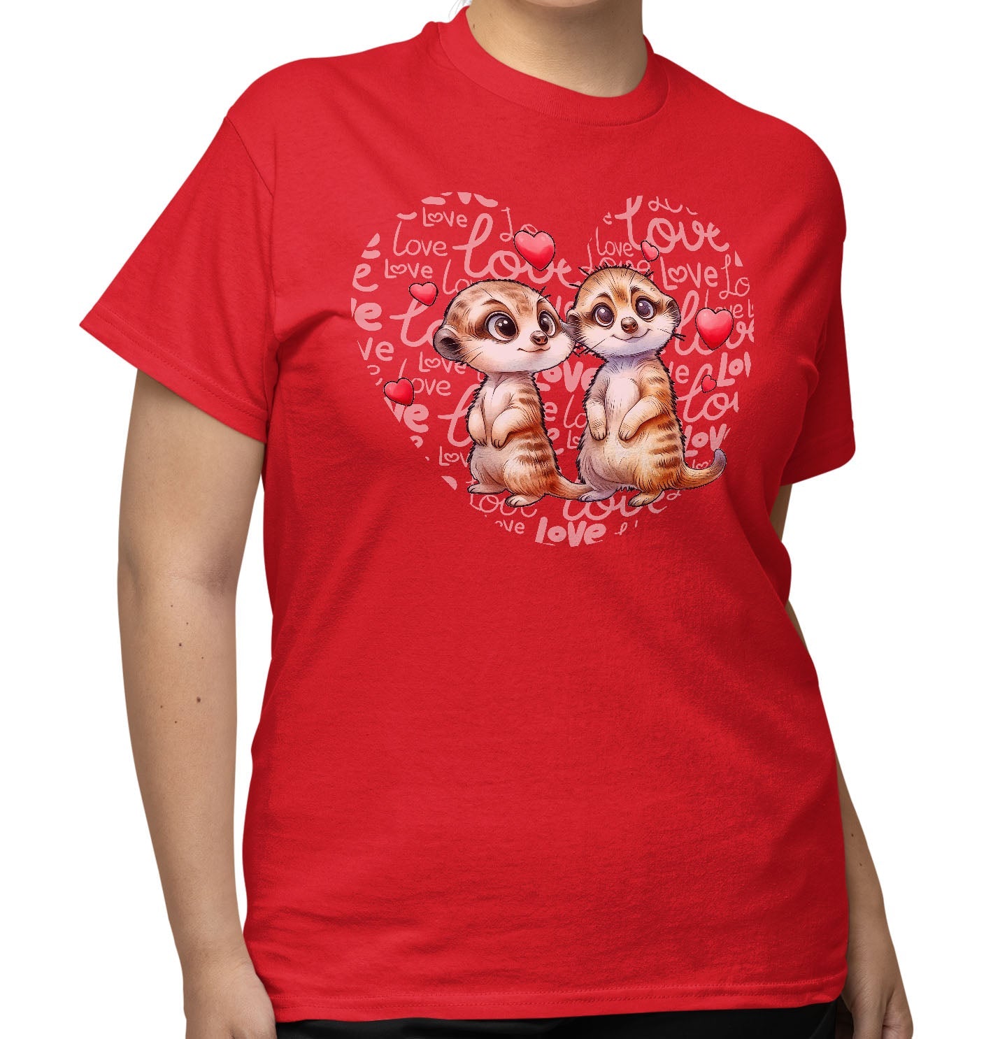 Meerkat Love Heart - Adult Unisex T-Shirt